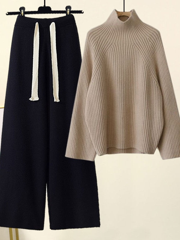 Cute, comfy, cozy, all in one 🖤 @chantaltru in our Knit Salana cardigan &  Knit Sanala high-waist wide-leg pant 🔥